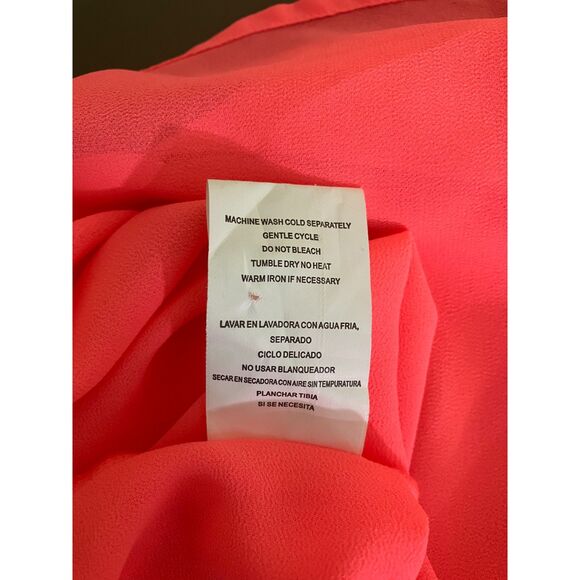 Kut From The Kloth neon pink sheer long sleeve button front blouse - Picture 5 of 8